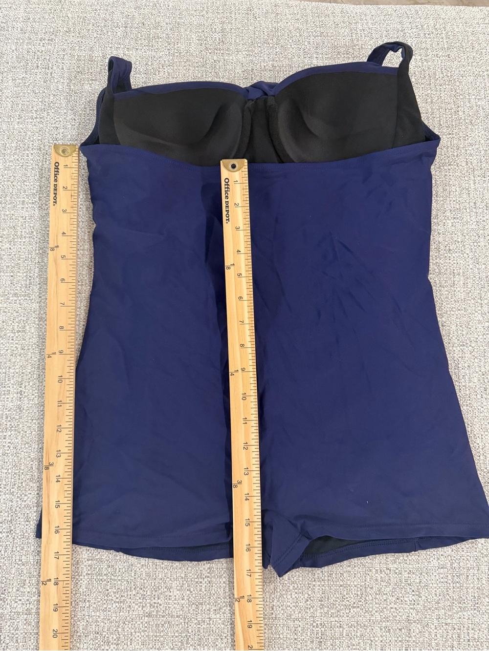 Navy Ruched One-Piece Halter Swimsuit - Picture 8 of 8